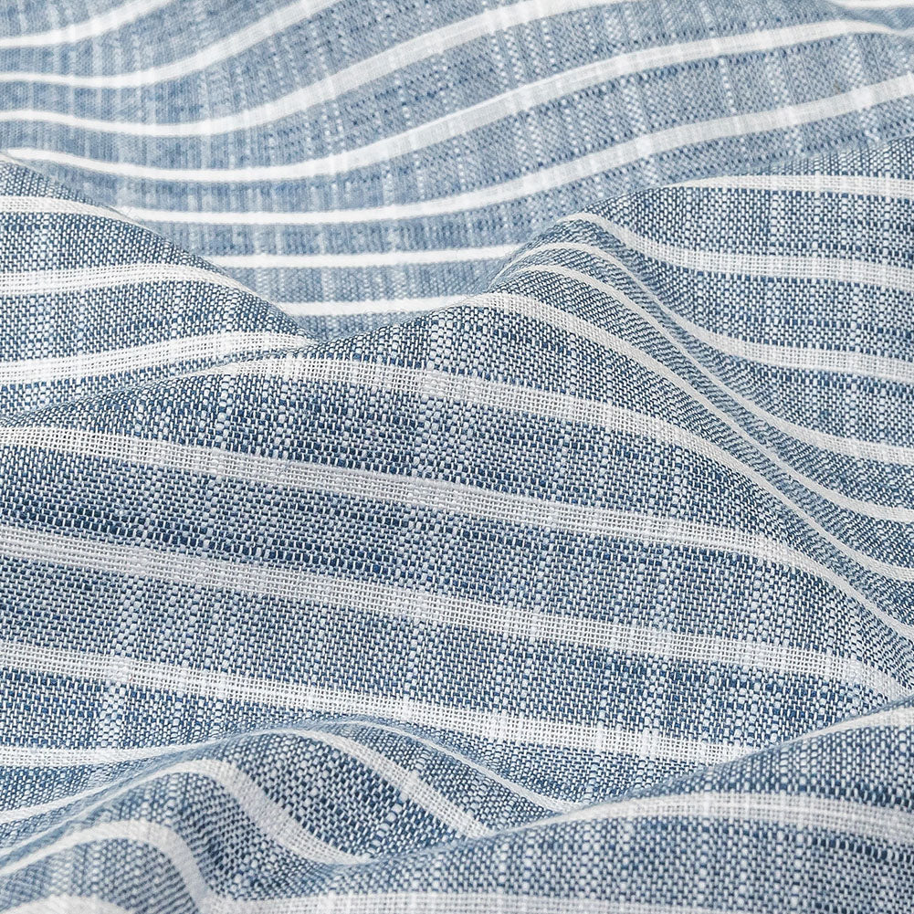 Colony Blue and White Striped Slubbed Cotton and Polyester Woven - Joann Fabrics