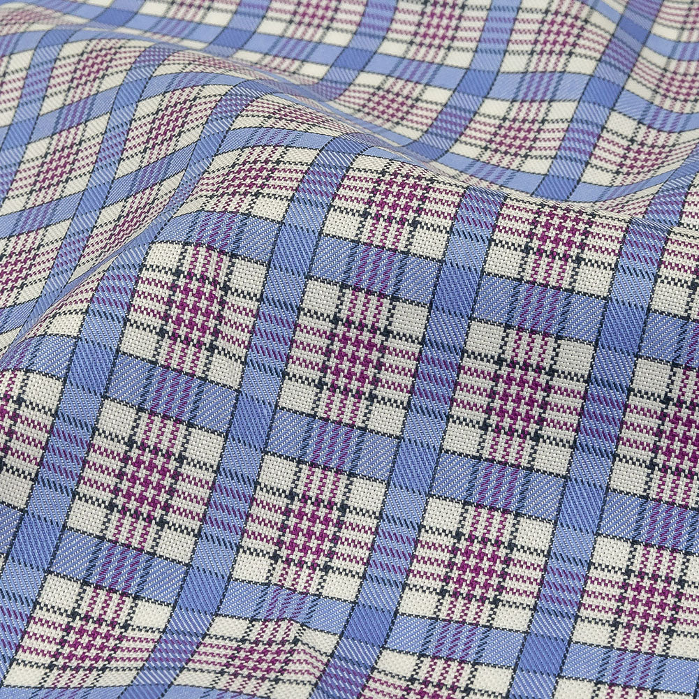 Violet, Wedgewood and White Plaid Twill Cotton Shirting - Joann Fabrics