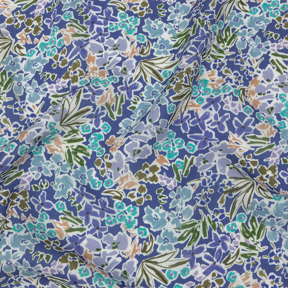 Viscose and Linen Twill Print - Blue Violet Floral - Mood Exclusive Primrose Pleasure - Joann Fabrics