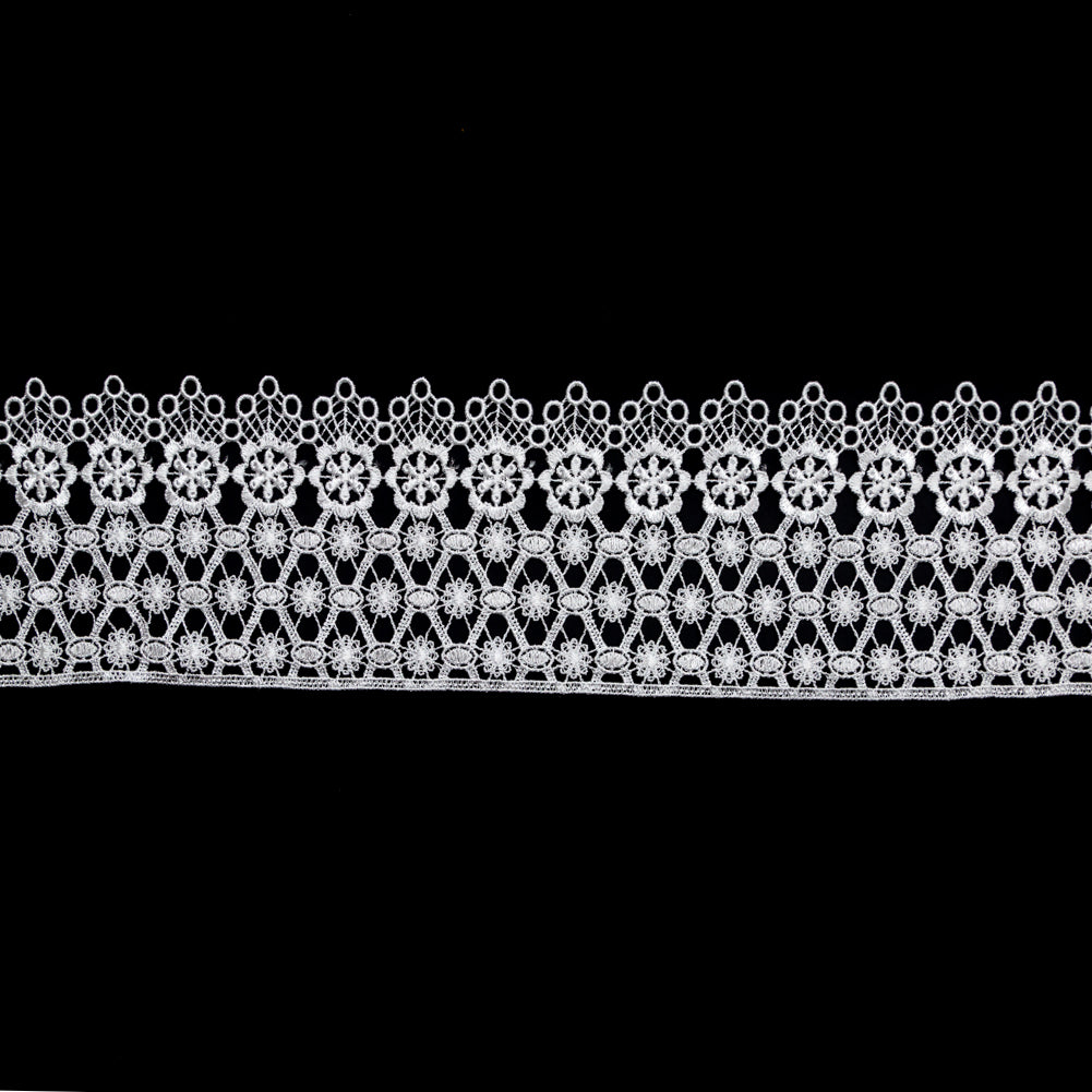 European White Floral Venise Lace Trim - 4