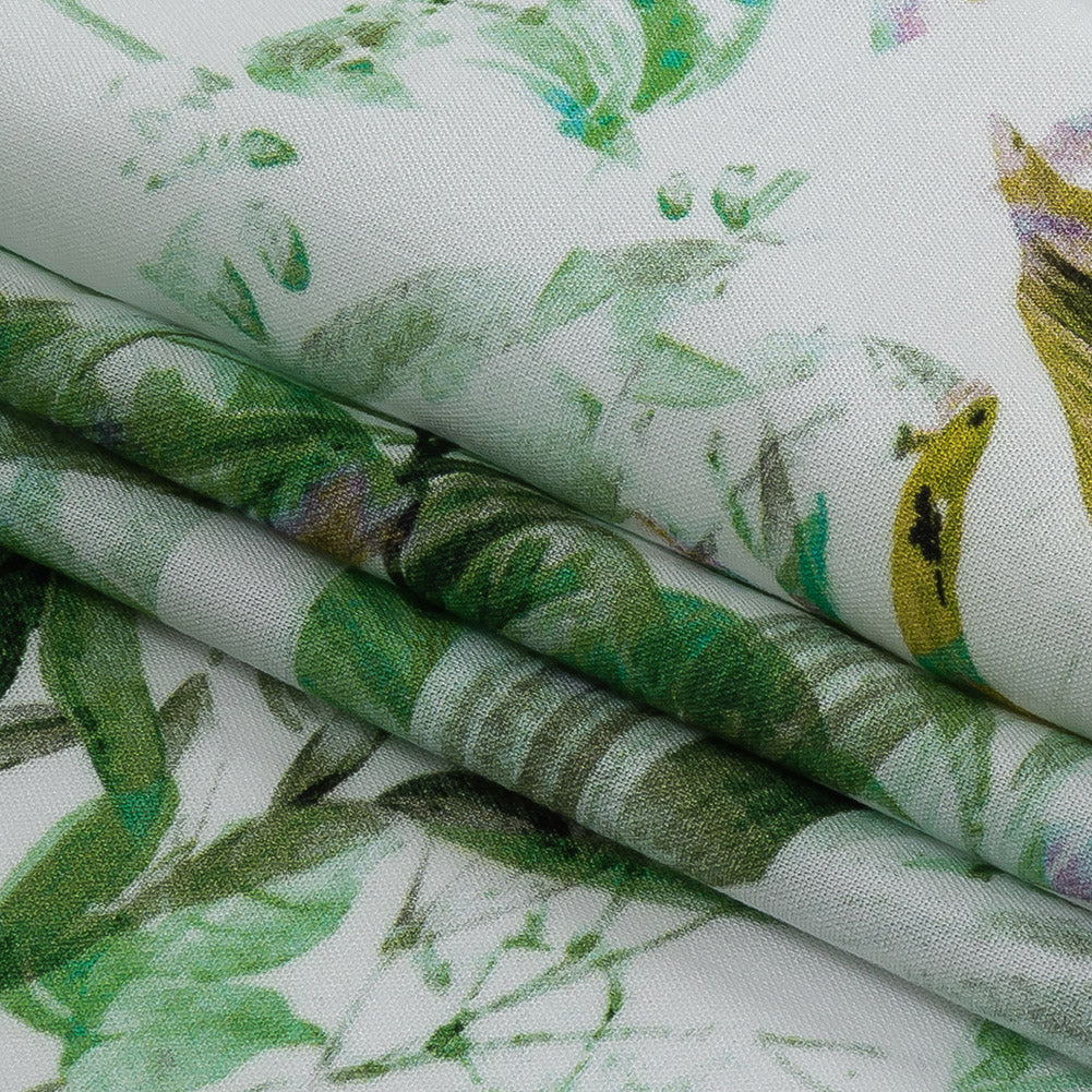 Organic Viscose Batiste - Green and Yellow Tropical Oasis - Loreto Collection - Joann Fabrics