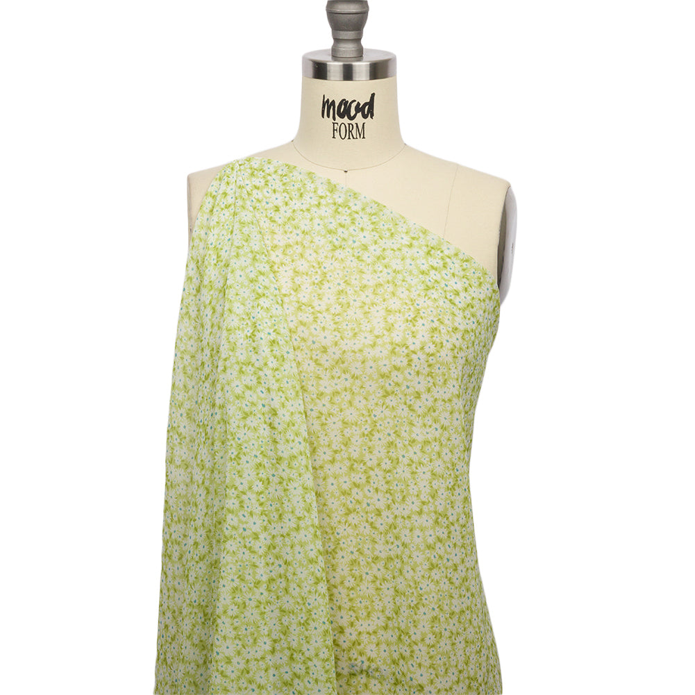 Viscose Georgette - Lime Green and White Floral - Sunday in the Park Print - Mood Exclusive Secret Garden Collection - Joann Fabrics