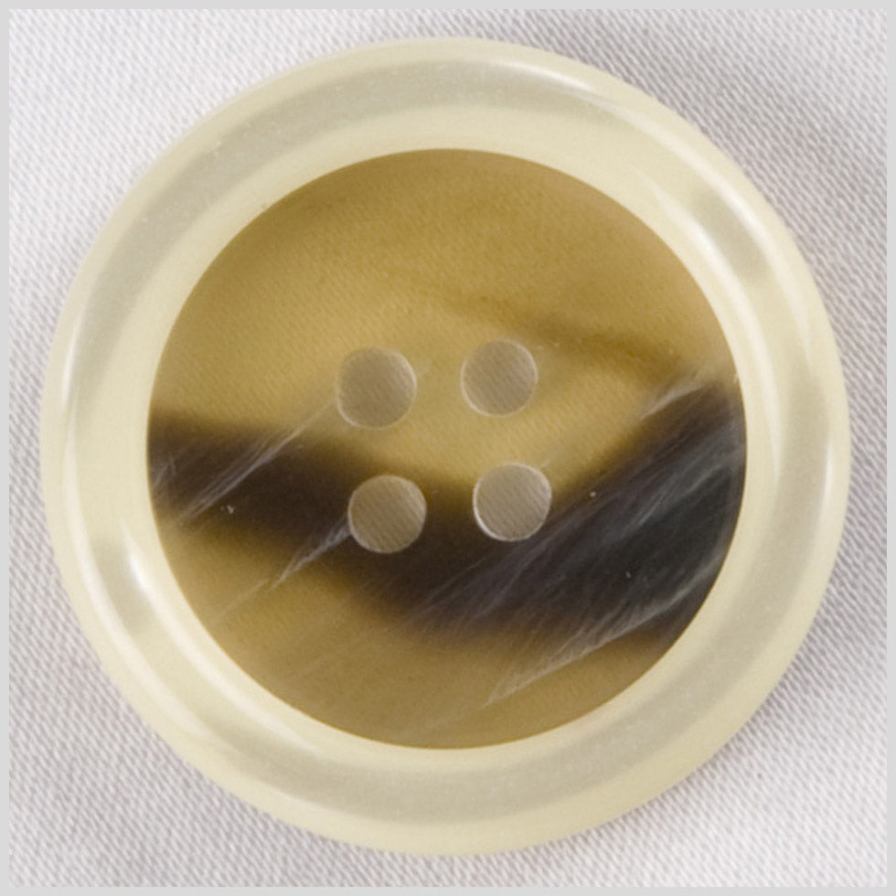 Plastic 4-Hole Button - 32L/20mm - Translucent Beige and Brown Swirl with Ivory Rim - Joann Fabrics