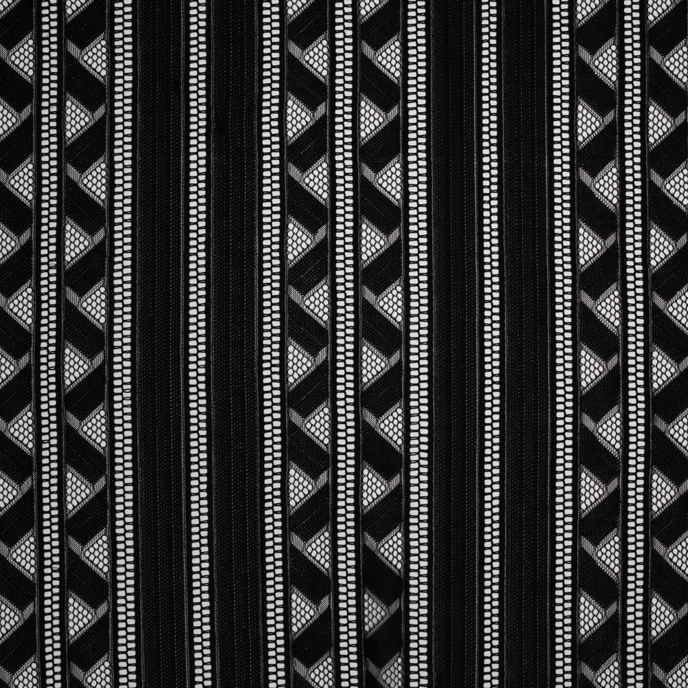 Corded Lace - Black Geometric Stripes - Joann Fabrics