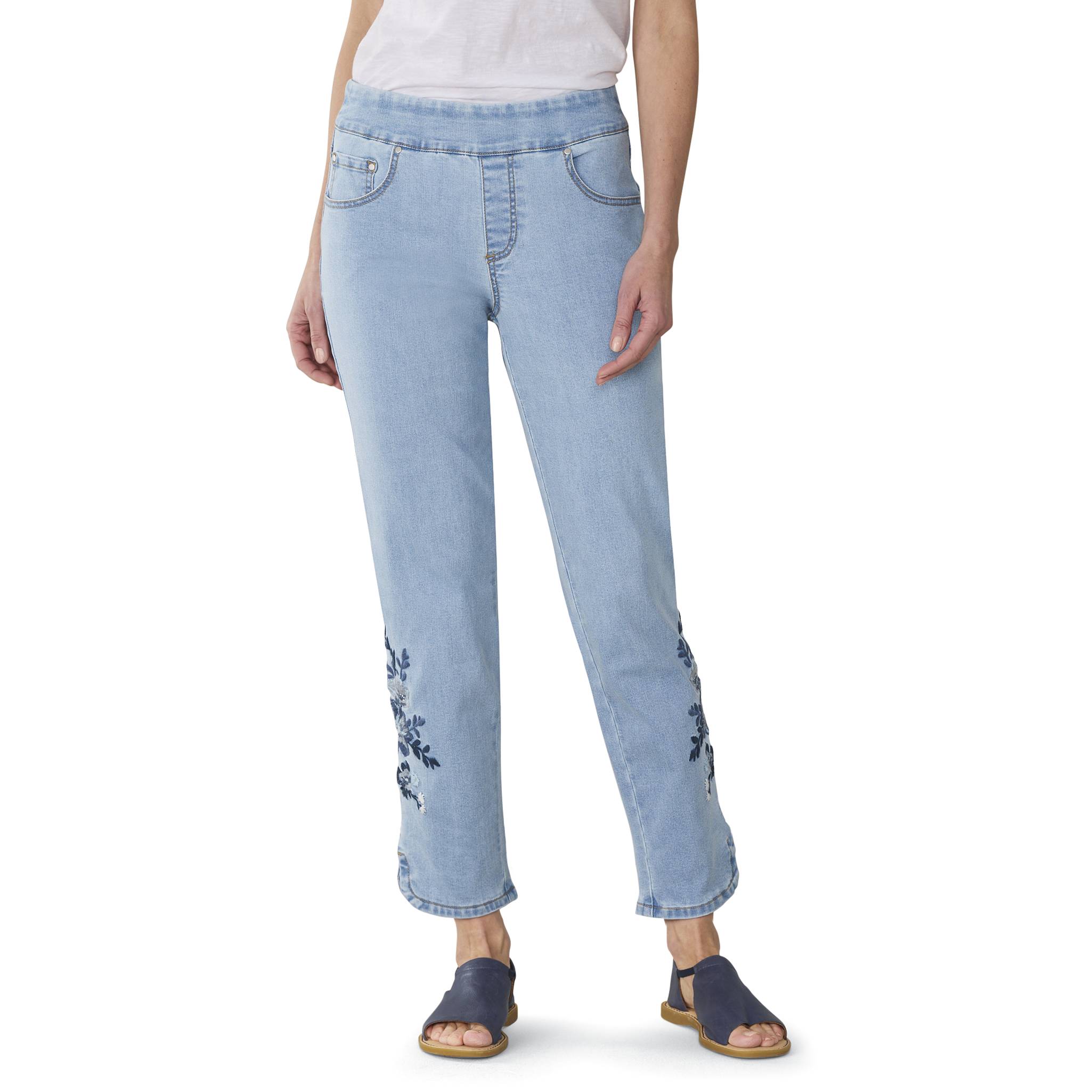 Pull On Embroidered Denim Pant - Northstyle Catalog