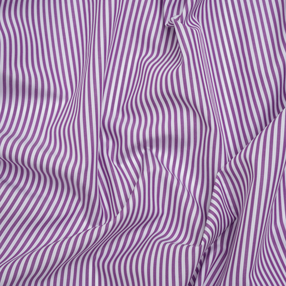 Cotton Shirting - Grape and White Candy Stripes - Deadstock - Joann Fabrics
