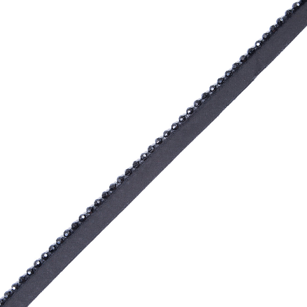 Black Beaded Trim with Lip - 1/2