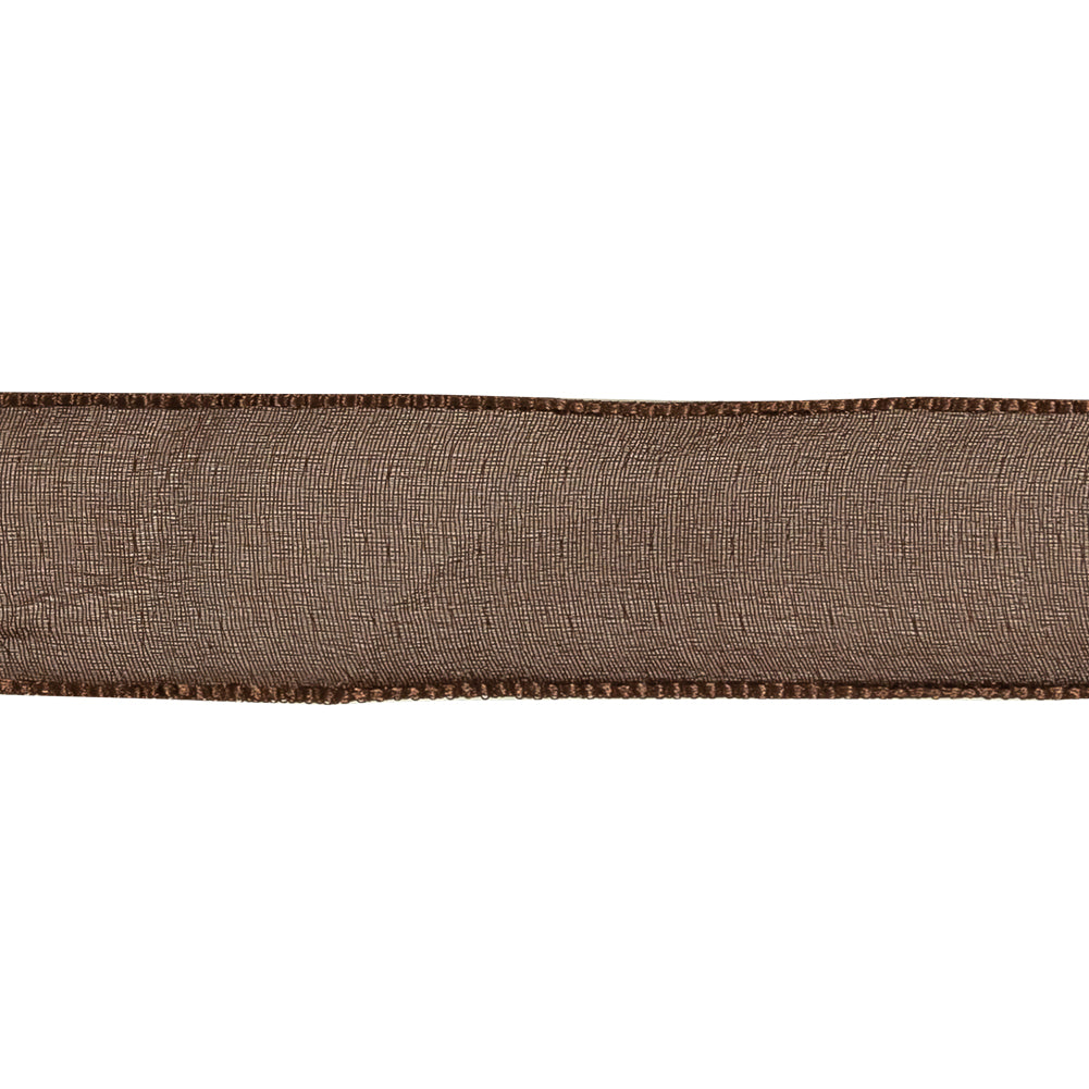 Brown Shimmering Organza Ribbon with Woven Edges - 1.125