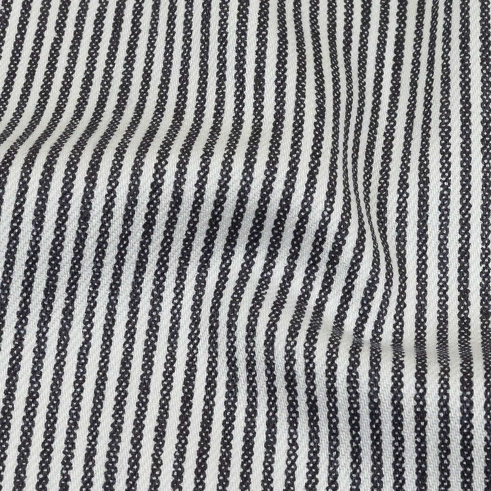 White and Dark Gray Loopy Stripes Stretch Cotton Twill - Joann Fabrics