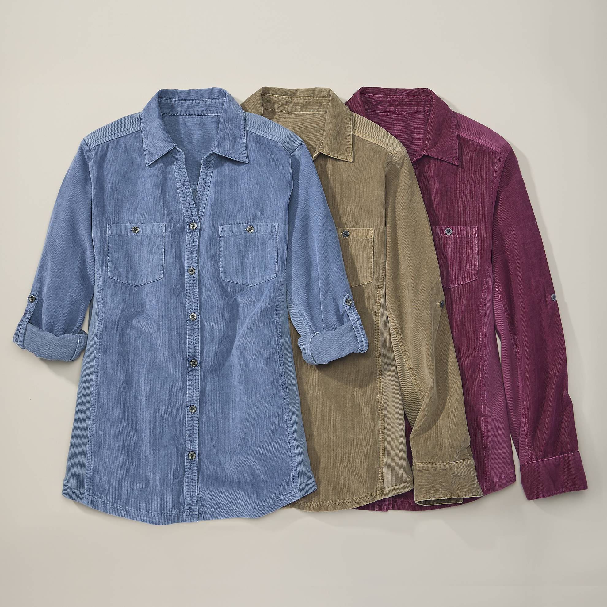 Cotton Pincord & Ribknit Shirt, Button Front, Pockets - Northstyle Catalog