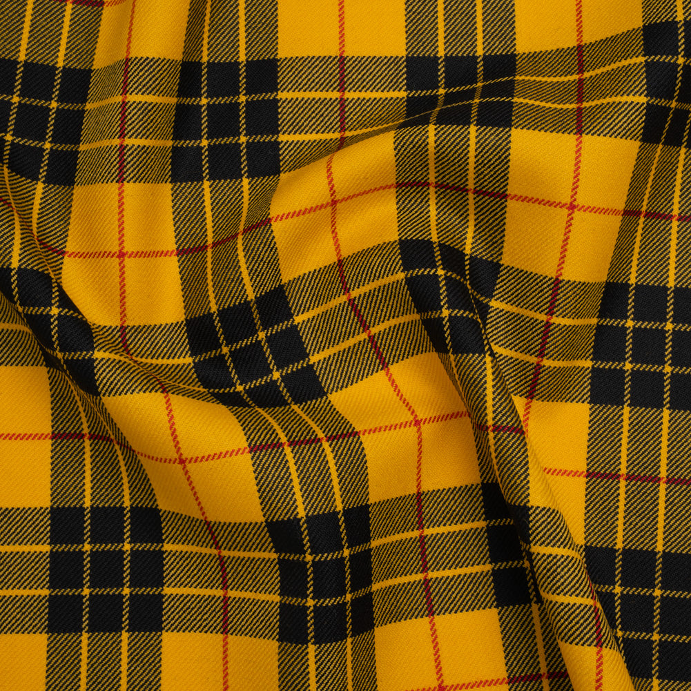 Virgin Wool Twill Made in Italy - Yellow, Black and Red Plaid - Joann Fabrics