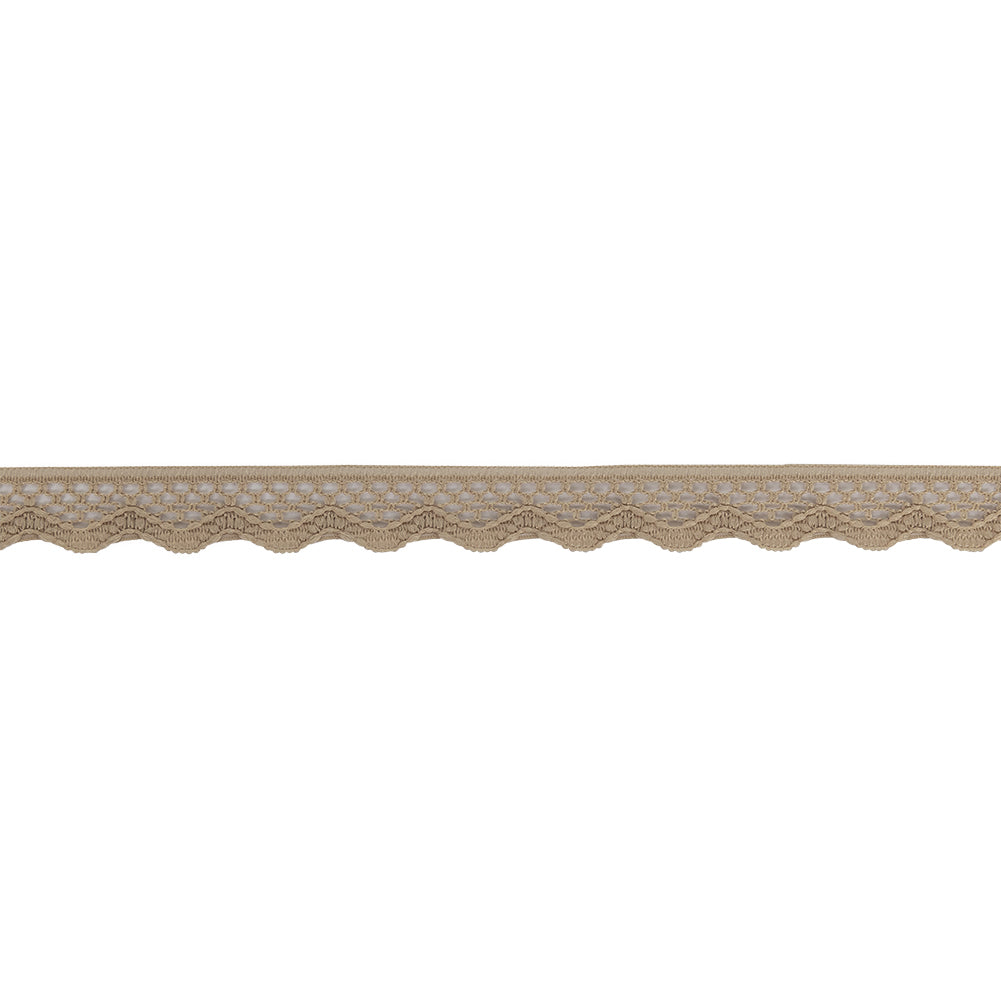 Desert Beige Scalloped Edge Lace Geometric Trimming - 0.5