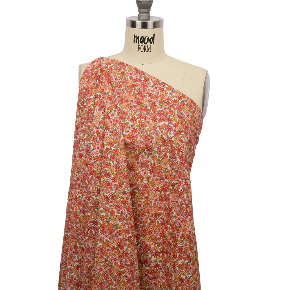 Cotton Voile - Orange Floral - Strawberry Fields Print - Mood Exclusive Secret Garden Collection - Joann Fabrics