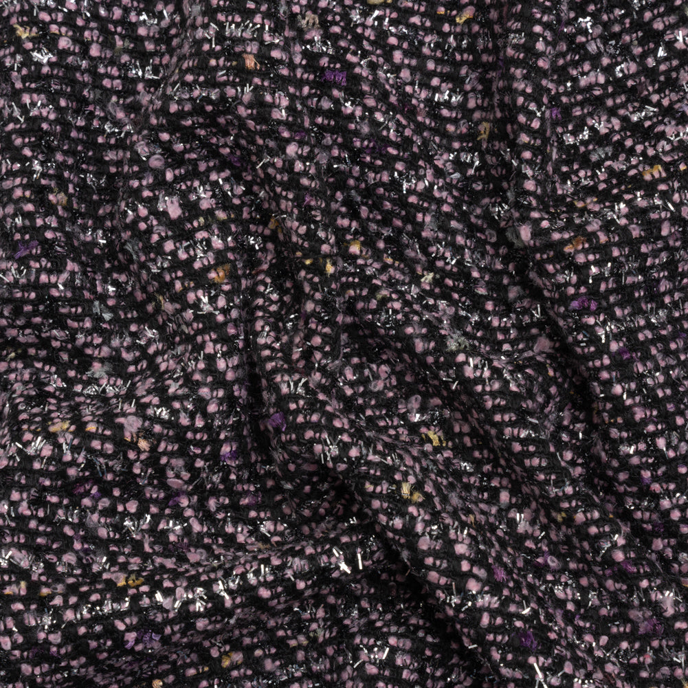 Light Pink, Black and Silver Metallic Fringe Acrylic Boucle Woven - Joann Fabrics