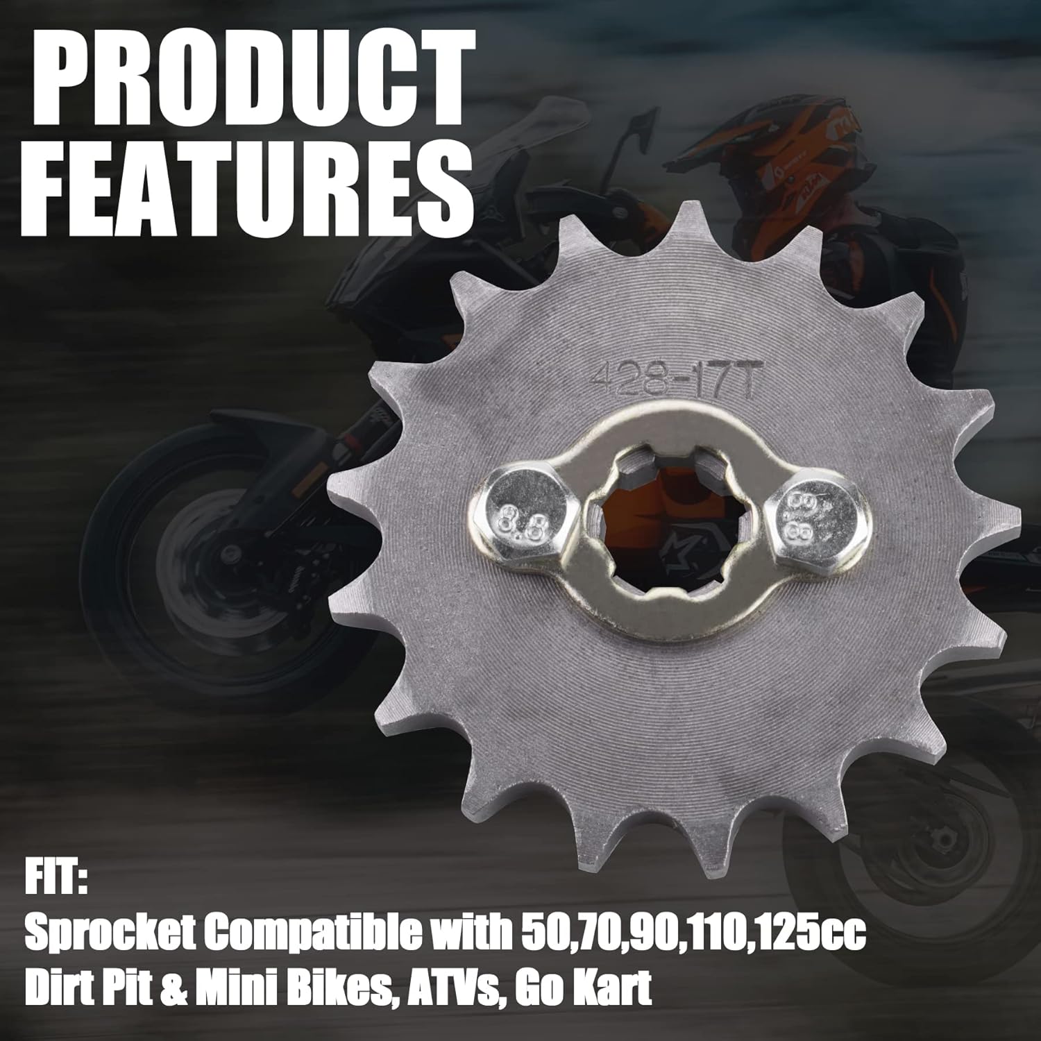 428 17T 17mm Sprocket Engine Sprocket Drive Gear - 17T Front Bike ...