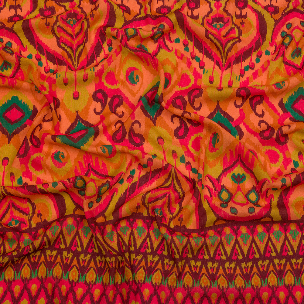 Gauzy Wrinkled Rayon Woven Print - Orange and Red Abstract Ikat - Mood Exclusive Mangrove Groove - Joann Fabrics
