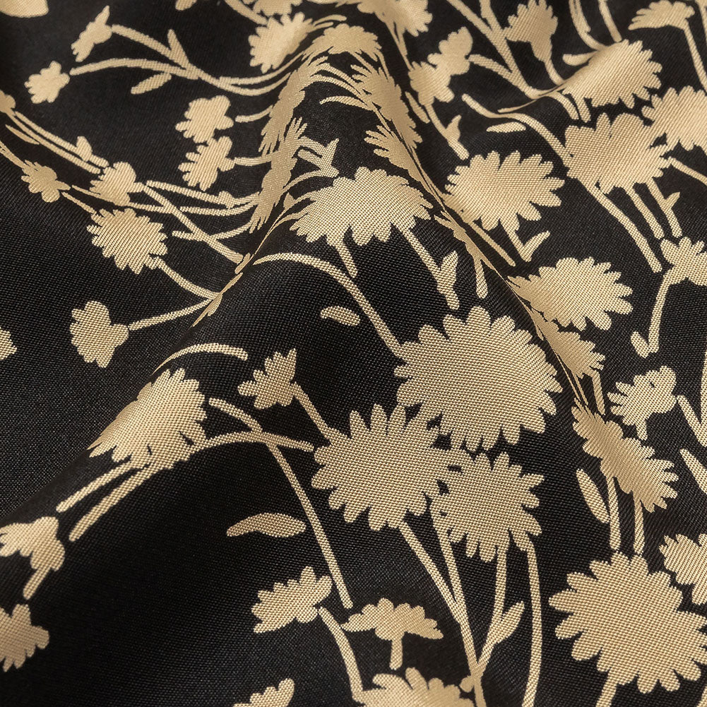 6-Ply Silk Crepe Print by The Row - Black and Cream Floral - Joann Fabrics