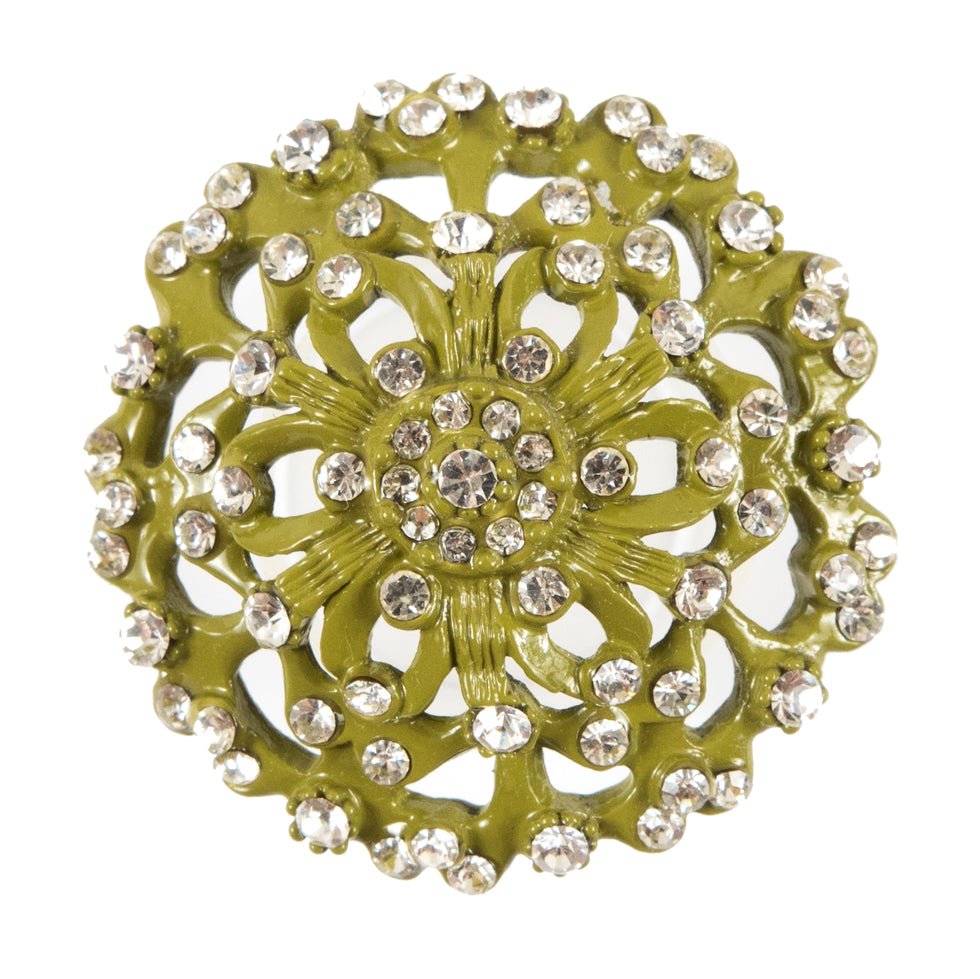 Olive Rhinestone Metal Button - 54L/34mm - Joann Fabrics