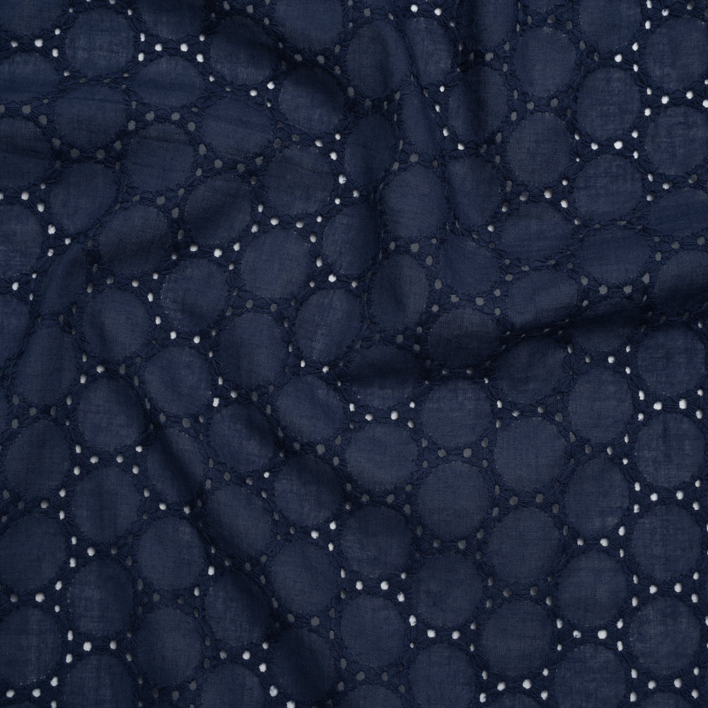 Embroidered Eyelet Cotton Voile - Medieval Blue Circles of Circles - Naomi Collection - Joann Fabrics