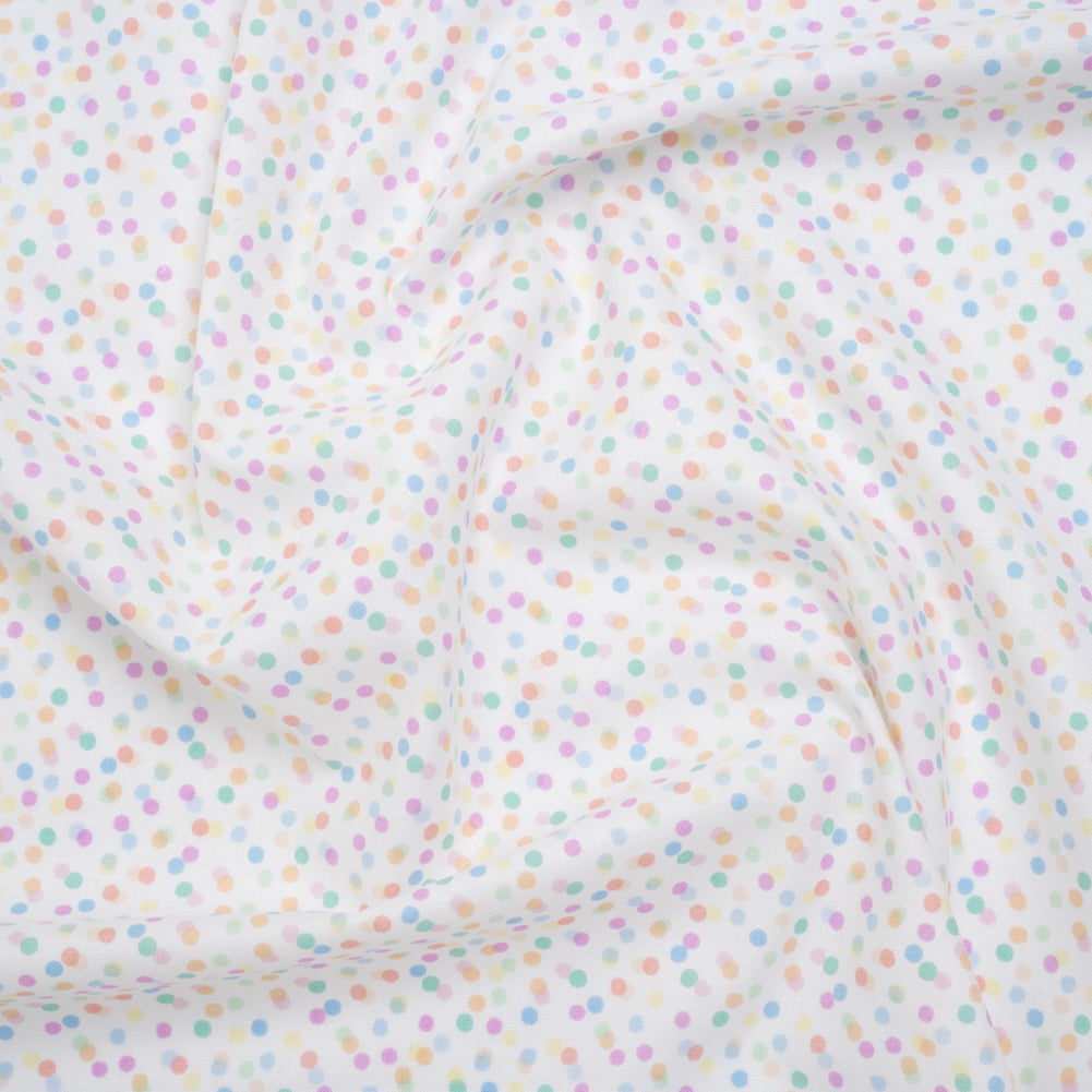 Printed Quilting Cotton by Ghazal Razavi for FIGO Studio - Pastel Rainbow and White Candy Dots - Dovetail Collection - Joann Fabrics