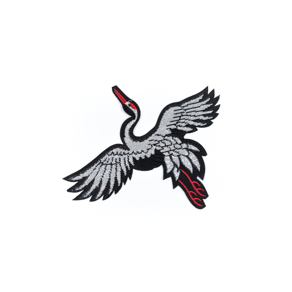 Italian Black, White and Red Sequin Phoenix Patch - 8