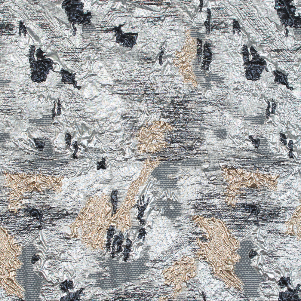 Silver, Black and Gold Luxury Floral Metallic Brocade - Joann Fabrics