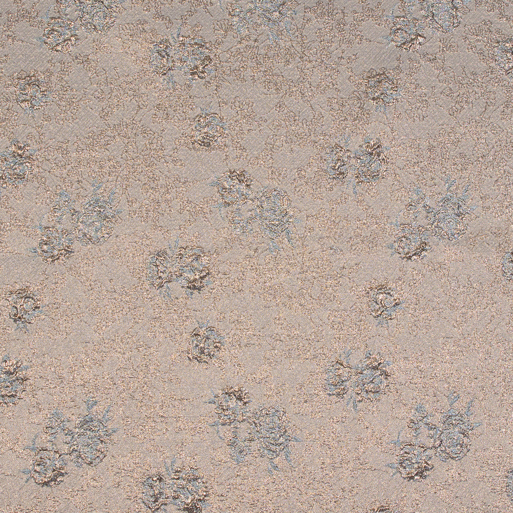 Gold and Sky Blue Luxury Floral Metallic Brocade - Joann Fabrics