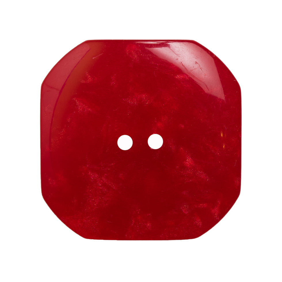 Square Plastic 2-Hole Button with Cut Corners Made in Italy - 44L/28mm - Red Shimmer - Joann Fabrics