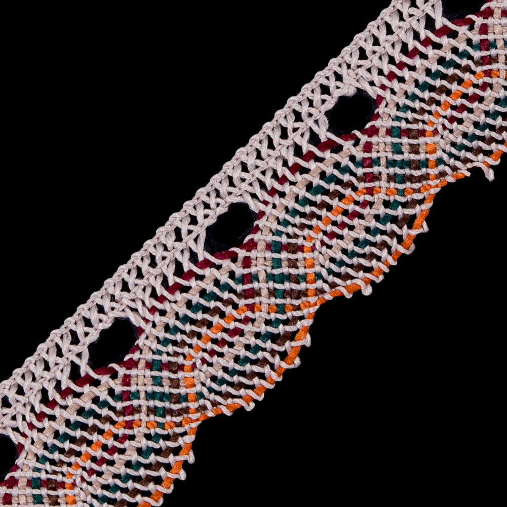 Beige Multicolor Crochet Trim - 1