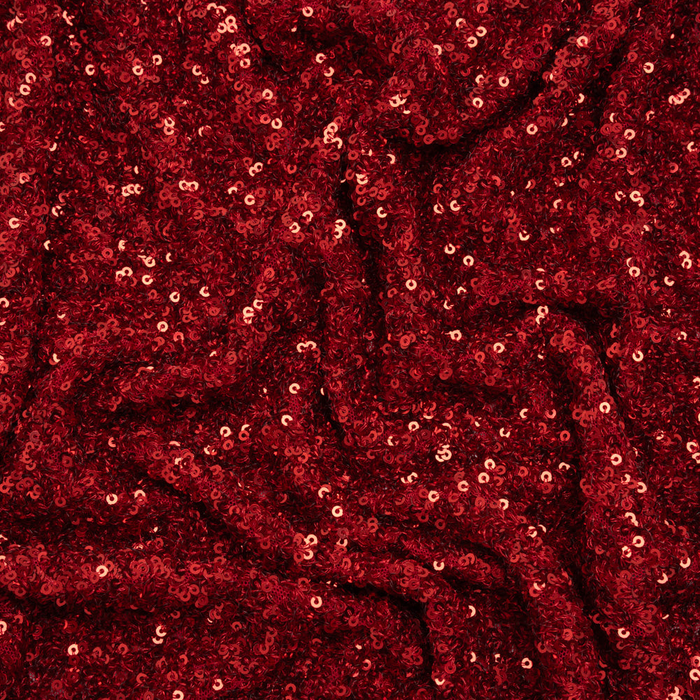 Recycled Polyester All-Over Circular Baby Sequins on Stretch Mesh - Red - Divine Collection - Joann Fabrics