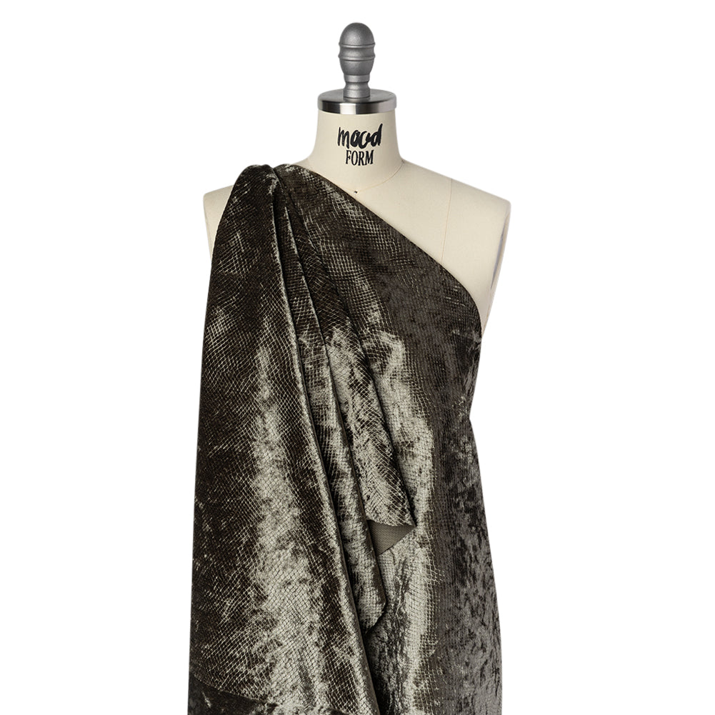Snakeskin Embossed Polyester Crushed Velvet - Sage Green - Mireia Collection - Joann Fabrics
