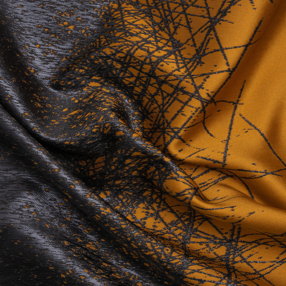 Metallic Black and Dark Gold Crosshatched Gradient Luxury Brocade - Joann Fabrics
