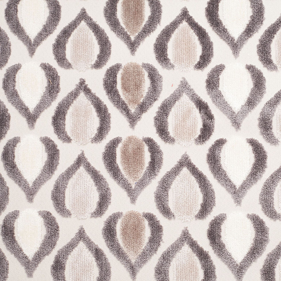 Gray/Ivory Geometric Cut Polyester-Viscose Velvet - Joann Fabrics