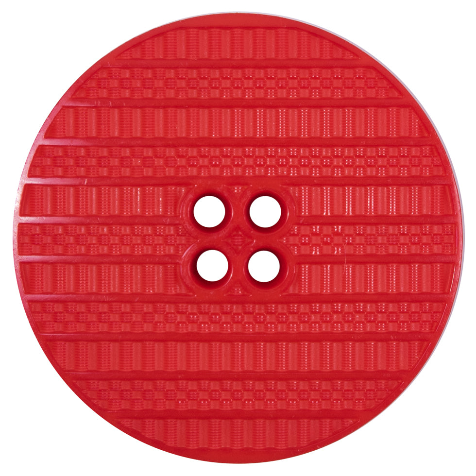 Plastic 4-Hole Button Made in Italy - 64L/40.5mm - Red Woven Texture Stripes Embossed - Joann Fabrics