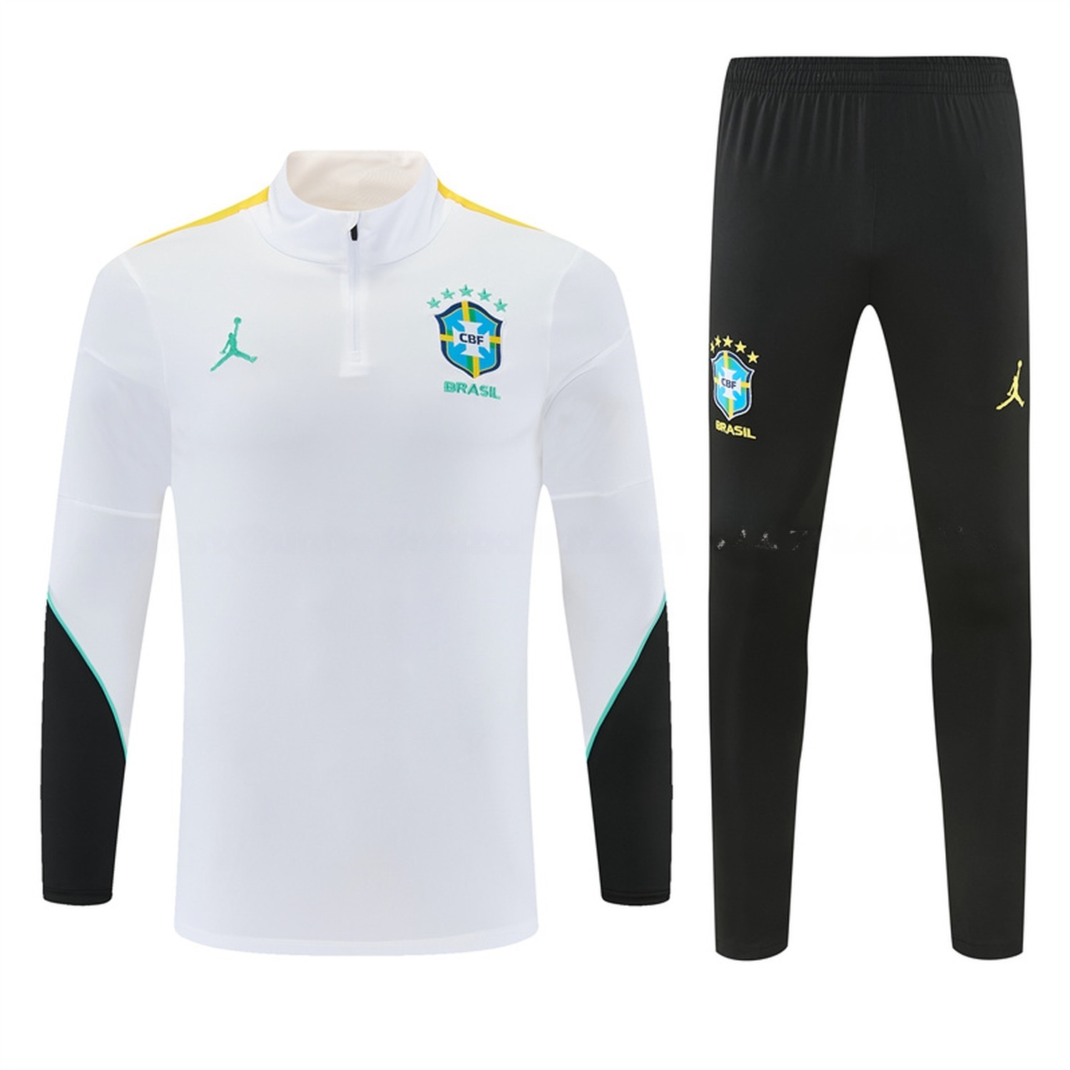 Brazil 2026 Long Sleeve Training Set - White Top & Black Pants - UnitedFutballJersey