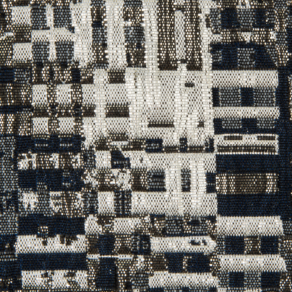 Metallic Silver/Patriot Blue/Ivory Abstract Geometric Polyester Brocade - Joann Fabrics