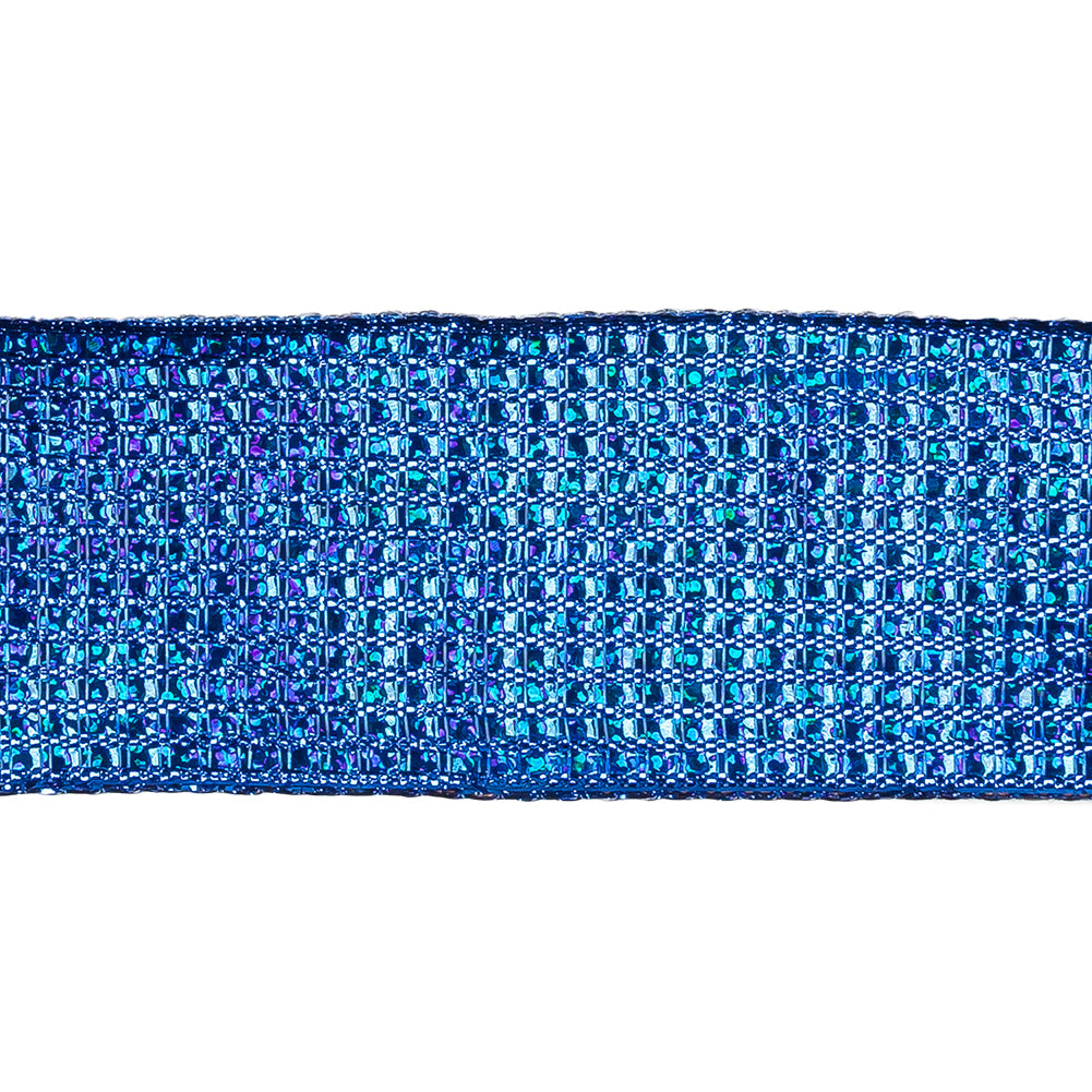 Metallic Royal Blue Iridescent Wire Edged Ribbon - 1.5