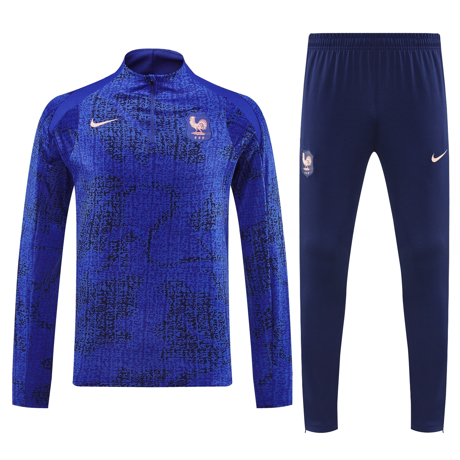 France 2026 Long Sleeves Training Set - Ocean Blue Top & Dark Blue Pants - UnitedFutballJersey