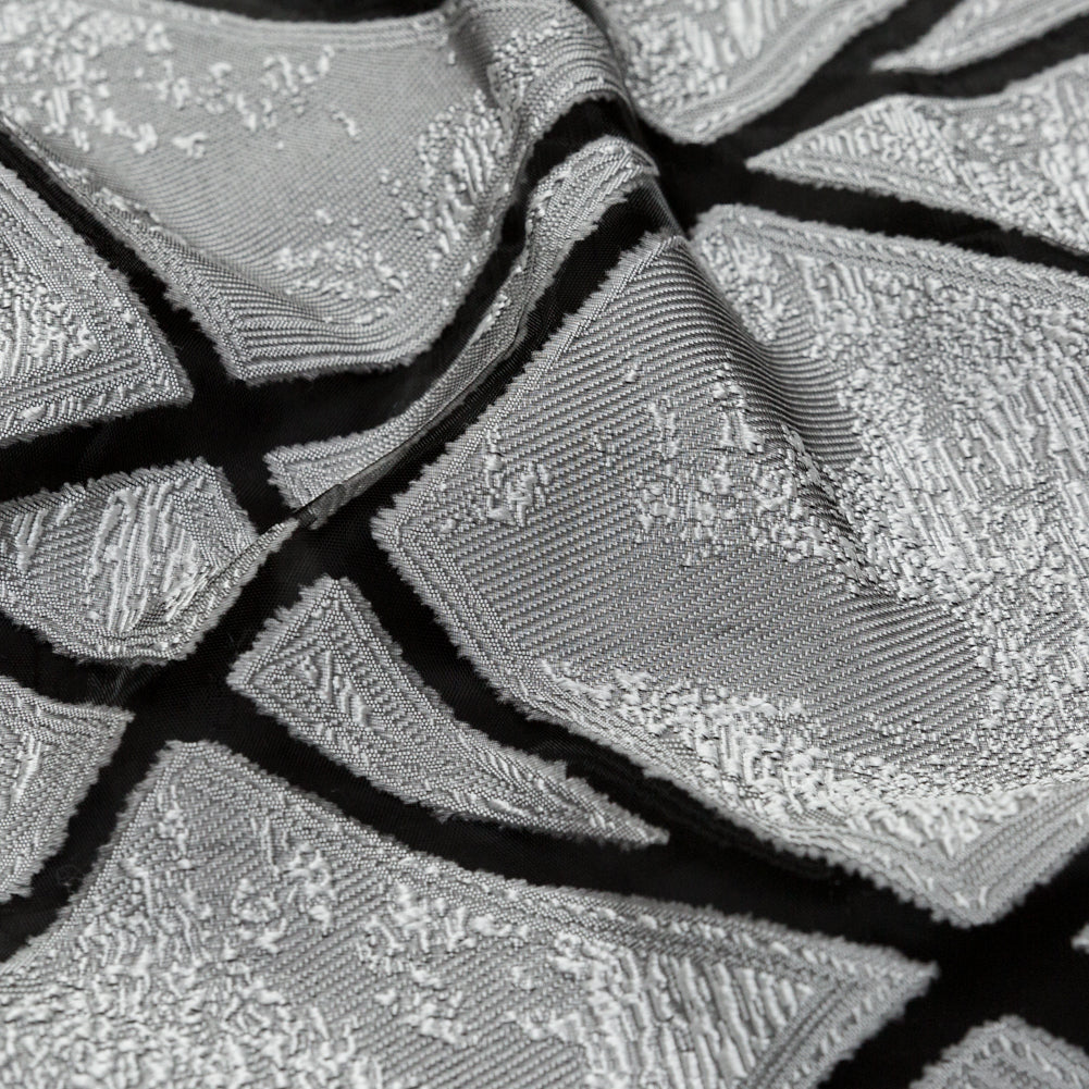 Silver and White Geometric Burnout Jacquard - Joann Fabrics