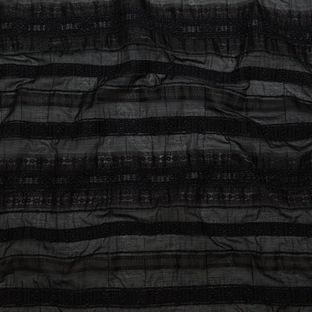 Textured Burnout Brocade - Metallic Black Circles and Stripes - Deadstock - Joann Fabrics