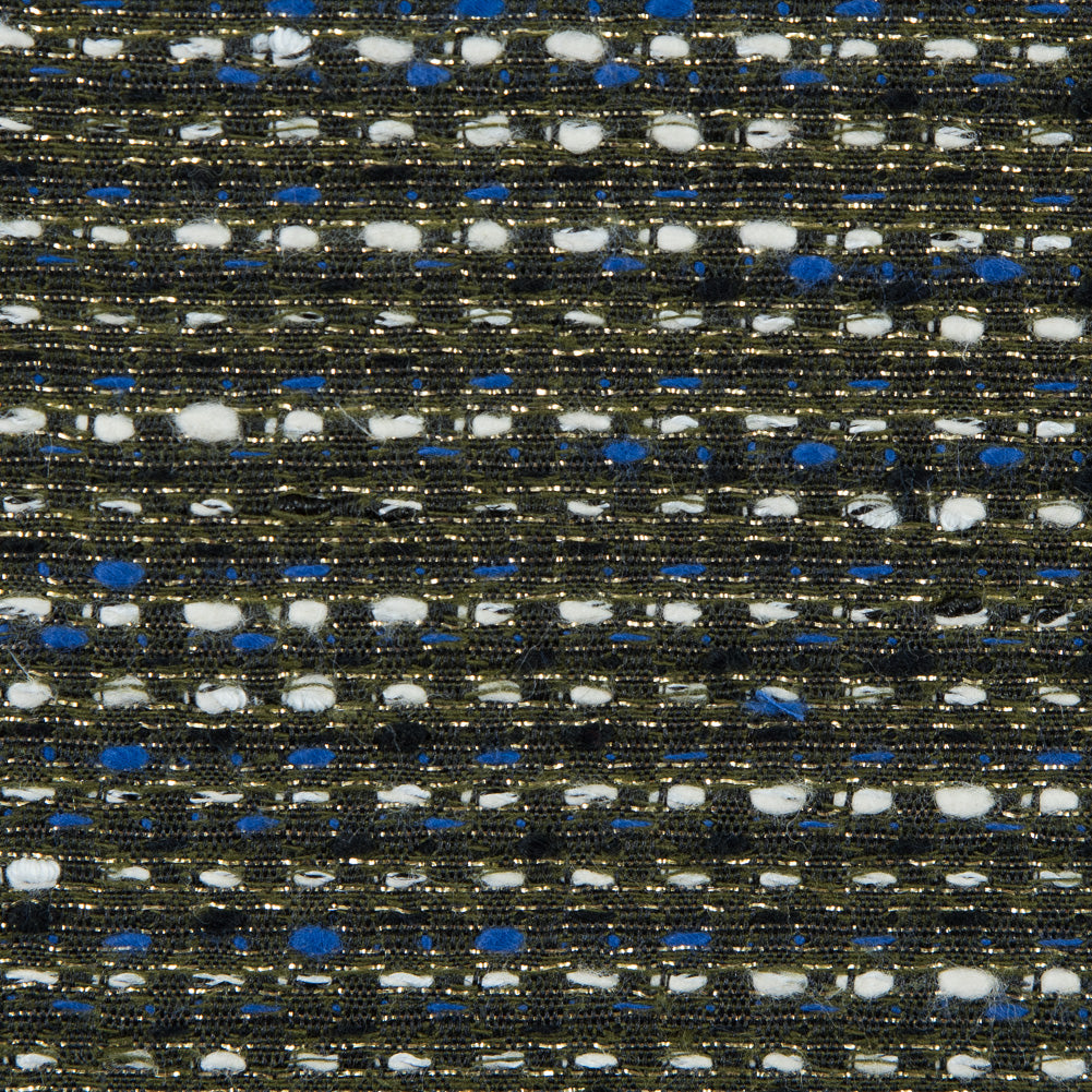 Jay Godfrey Royal Blue and Metallic Gold Reversible Tweed - Joann Fabrics