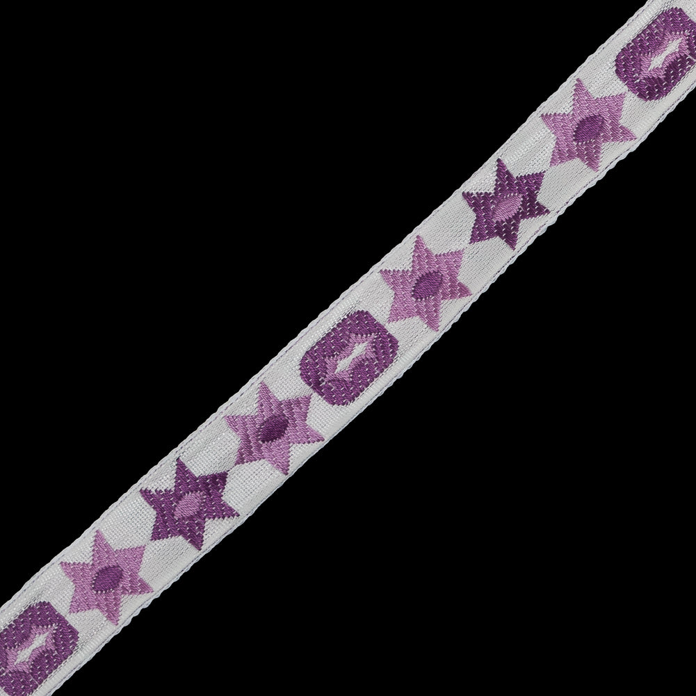 Purple Geometric Jacquard Ribbon - 0.5