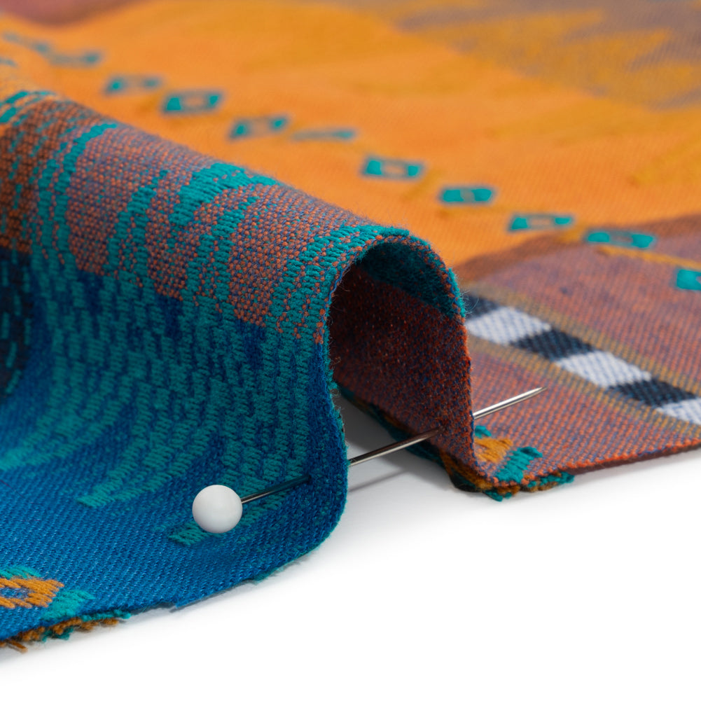Royal, Orange and Teal Geometric Stripes Cotton and Rayon Jacquard - Joann Fabrics