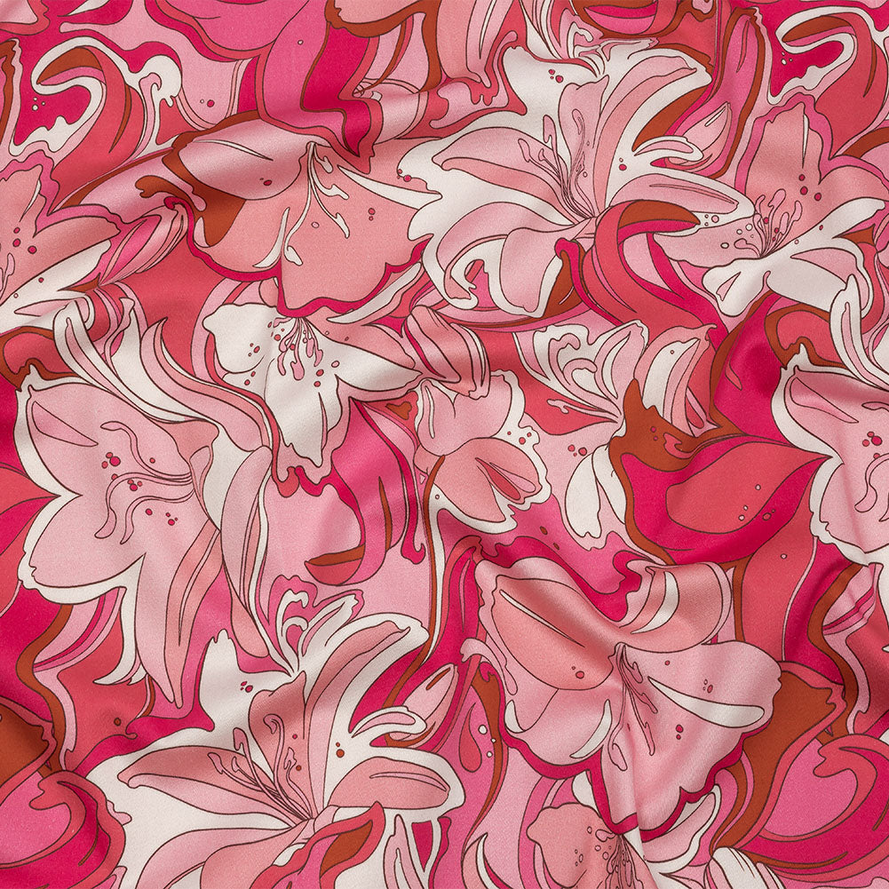Stretch Cotton Sateen - Pink and White Floral - Far Out Florals Print - Mood Exclusive Groove Collection - Joann Fabrics