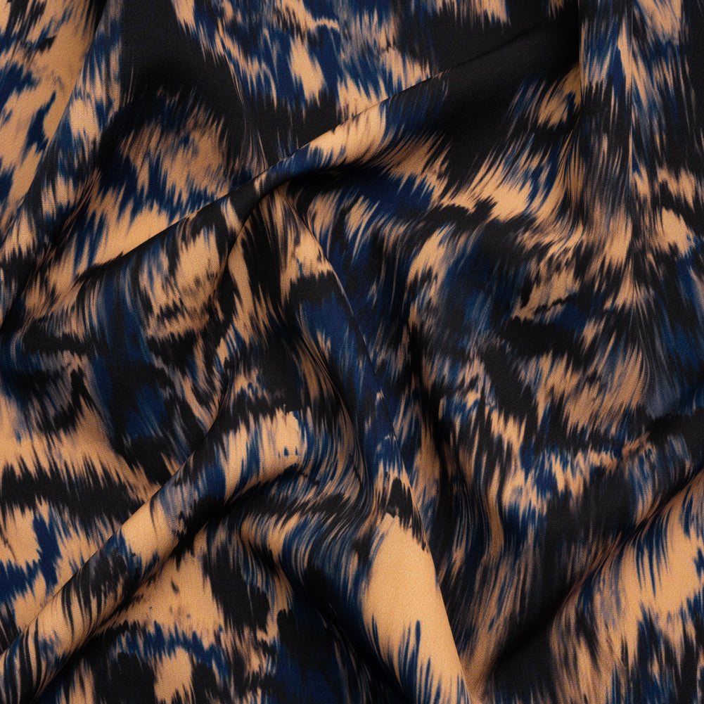 Stretch Polyester Woven Print - Blue and Beige Abstract Ikat - Mood Exclusive Shifting Sands - Joann Fabrics