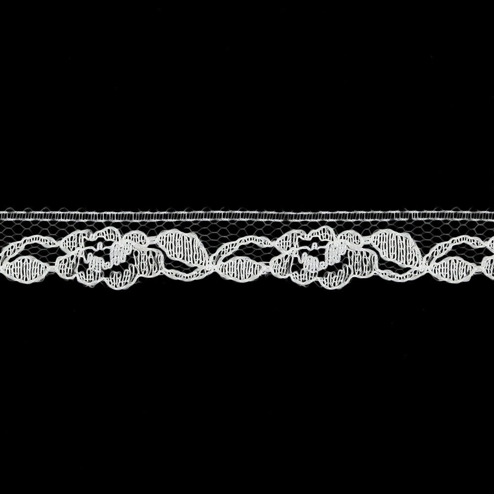 White Floral Re-Embroidered Lace Trim - 0.5