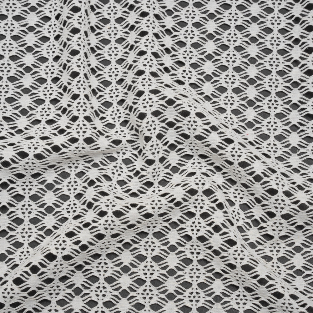 Knit Lace - White Diamonds, Medallions and Stripes - Designer Deadstock - Joann Fabrics