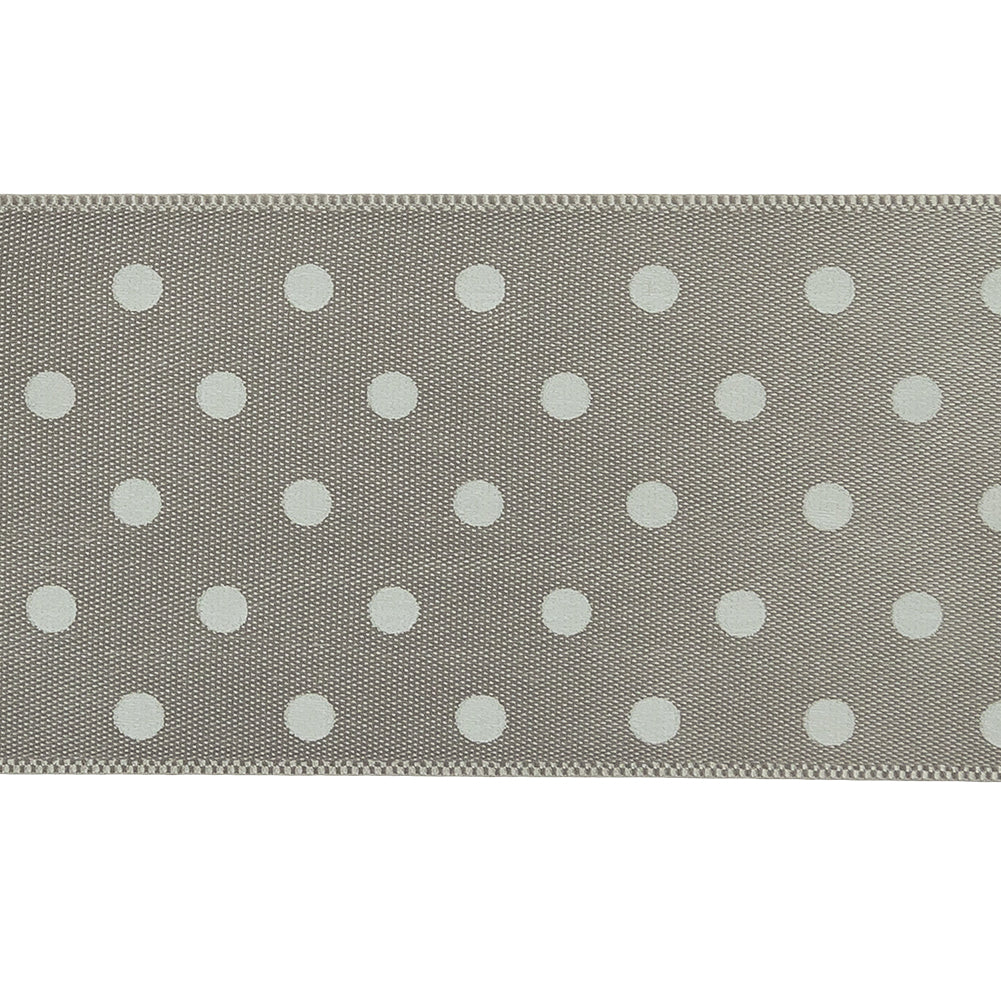 Gray and White Polka Dot Satin Ribbon - 1.5
