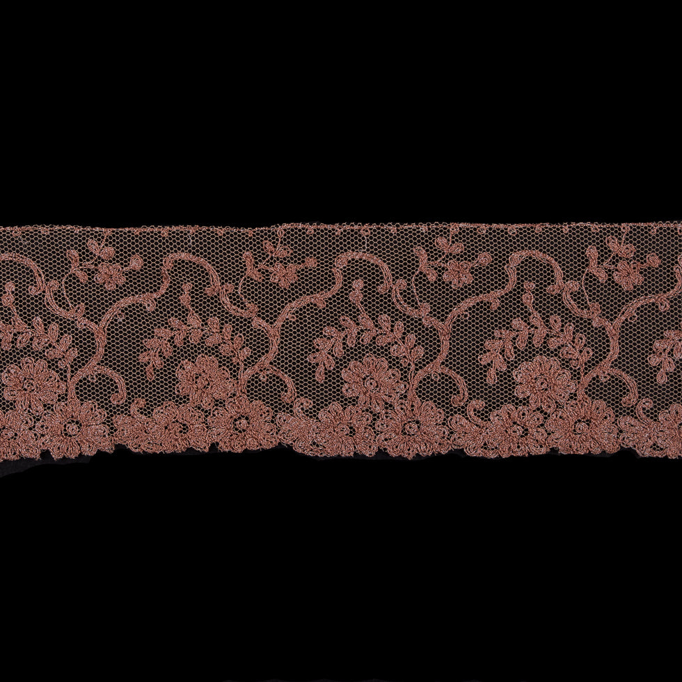 Tan Floral Embroidery on Mesh 3