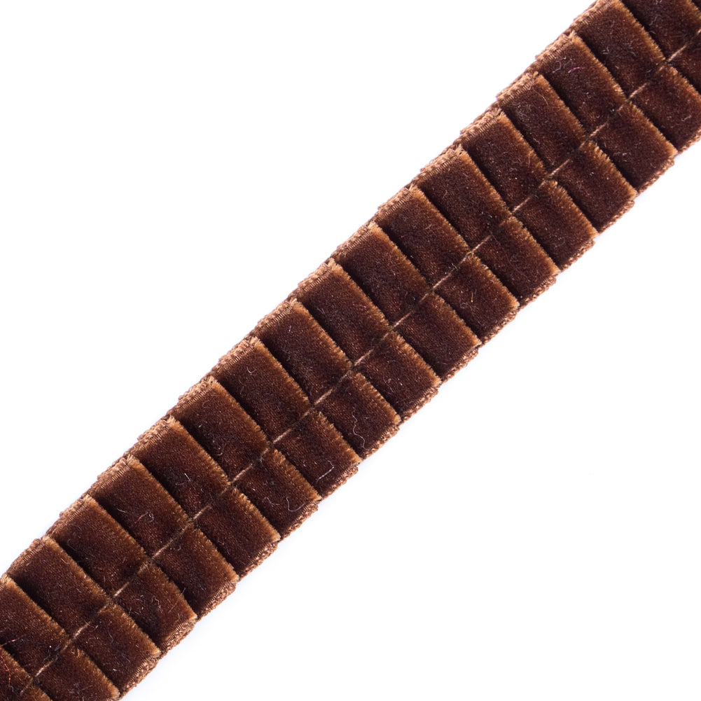 Italian Dark Brown Velvet Knife Pleated Trimming - 0.875